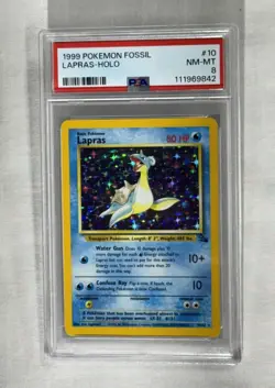 PSA 8 Lapras 10/62 Holo Pokemon TCG Fossil Unlimited Rare Card - Image 1