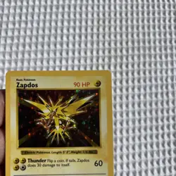 Pokemon TCG Zapdos Base Set Holo Shadowless Rare Card 16/102 DMG Condition - Image 3