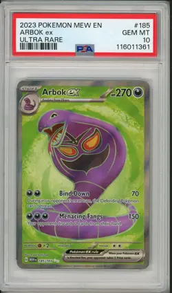 2023 Pokemon MEW EN Arbok ex #185 PSA 10 - Image 1