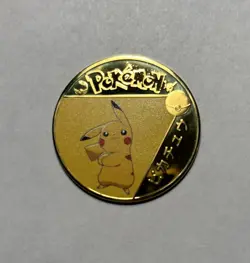 NEW Pokemon Pikachu Premium High Quality Rare collectible Metal Gold Coin M/NM - Image 1