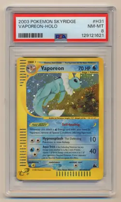 PSA 8 Pokemon Skyridge Holo Rare SWIRL Vaporeon H31/H32 NM/MINT Condition! - Image 1