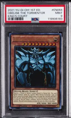 2021 YU-GI-OH! KING'S COURT 1ST ED #EN064 OBELISK THE TORMENTOR PSA 9 - Image 1