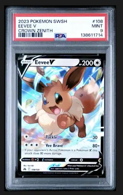 Pokemon Eevee V 2023 Crown Zenith PSA 9 Mint Card 108/159 Sword & Shield - Image 1