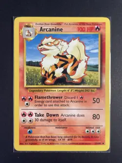 Pokemon Base Set WOTC Uncommon Arcanine Card 23/102 Near Mint/Mint Condition - Image 1