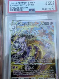 Pokemon TCG Mewtwo VSTAR Crown Zenith Ultra Rare Holo Card PSA 10 GG44/GG70 - Image 1