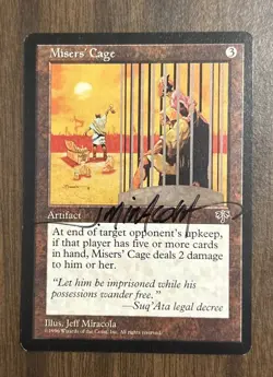 MTG Miser's Cage 1996 Mirage Signed Jeff Miracola Artist Proof Rare Vintage AP - Image 1