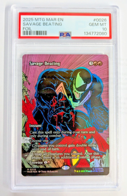 MTG MARVEL SPIDER-MAN FOIL Savage Beating PSA GRADE 10 - Image 1