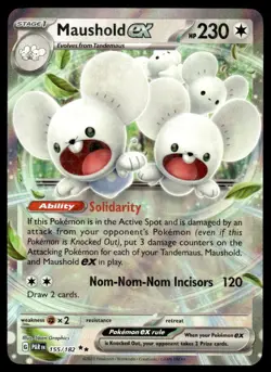 Pokemon TCG SV04: Paradox Rift #155/182 Maushold ex NM - Image 1