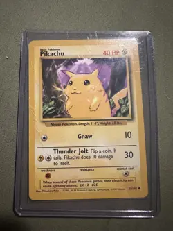 Pokemon TCG Pikachu 58/102 Unlimited Common Base Set NM - Image 1