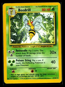 Pokemon Cards: Beedrill 17/102: Base Set Non Holo Rare: HP - Image 1