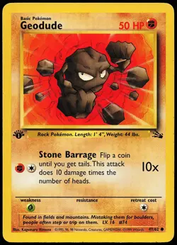 Geodude 47/62 Common Fossil 1st Edition Pokemon Card - Image 1