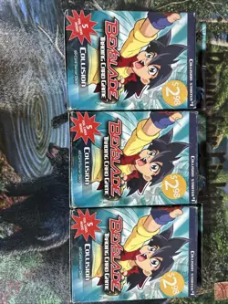 New 2003 Beyblade Trading Card Game Collision Starter Deck #1 + #2 Cards 5 Foil - Image 1