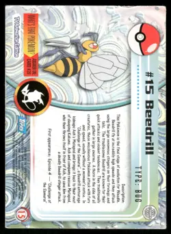 Pokemon Cards Beedrill #15 Topps Trading Cards Series 1 LP *1 - Image 2