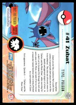 Pokemon Cards Zubat #41 HOLO Topps Trading Cards Series 1 NM - Image 2