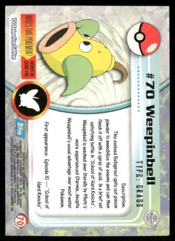 Pokemon Cards Weepinbell #70 Topps Trading Cards Series 1 NM *2 - Image 2