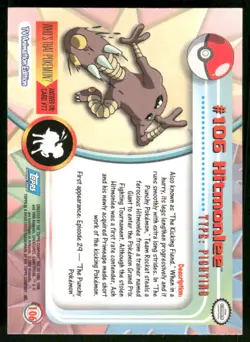Pokemon Cards Hitmonlee #106 Topps Trading Cards HOLO Series 2 NM - Image 2