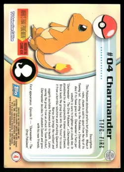 Pokemon Cards Charmander #4 Topps Trading Cards Series 1 LP *2 - Image 2