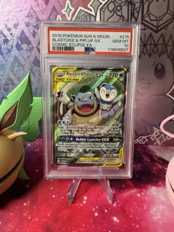 Pokemon Blastoise & Piplup GX Alternate Full Art 215/236 Tag Team PSA 10 - Image 1