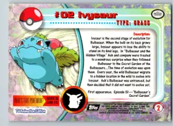 Ivysaur #2 1999 Pokemon Topps TV Animation Series 1 Regular Black Label - Image 2