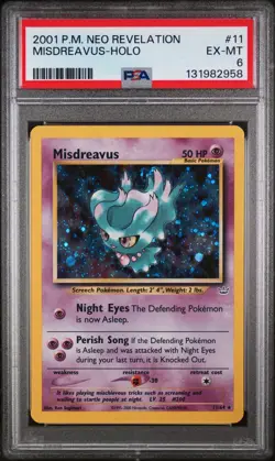 2001 Pokemon Neo Revelation Holo Misdreavus #11 PSA 6 - Image 1