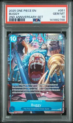 2025 ONE PIECE ENGLISH VERSION 2ND ANV SET #051 BUGGY PSA 10 - Image 1