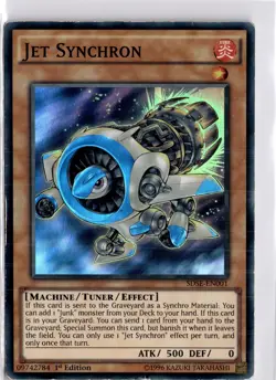 Yugioh Jet Synchron SDSE-EN001 Super Rare 1st Edition Trading Card TCG - Image 1