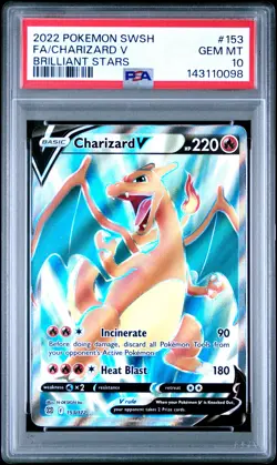 2022 POKEMON SWORD & SHIELD BRILLIANT STARS #153 FULL ART/CHARIZARD V PSA 10 - Image 1