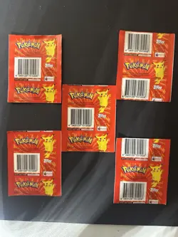 Lot of (5) 1999 Topps Merlin Pokemon Stickers Series 1 Sealed Booster Packs - Image 2