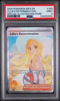 2025 POKEMON MEGA EVOLUTION | SIR #184 LILLIE'S DETERMINATION PSA 9 - Image 1