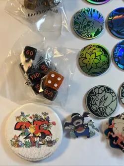 Lot Official Pokemon TCG Coins Pins Dice - BLASTOISE PIKACHU RAICHU - Image 5