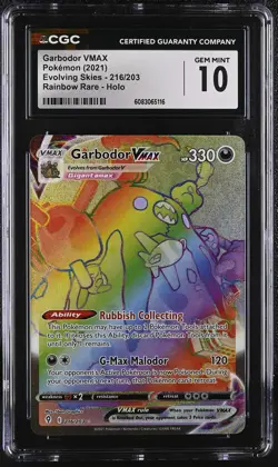 GARBODOR VMAX Evolving Skies Holo Rare #216 CGC 10 Pokemon [Nostalgium] - Image 1