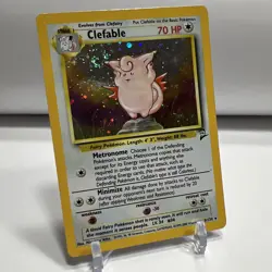 2000 Pokemon TCG Base Set 2 Clefable Holo Rare 005/130 HP Swirl Free Shipping - Image 2