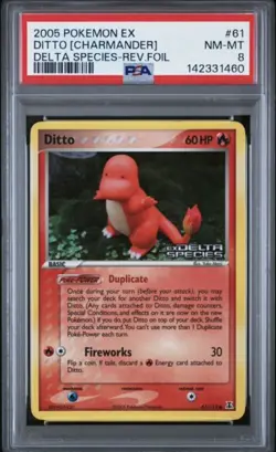 PSA 8 Ditto Charmander 61/113 Reverse Foil Stamped Delta Species EX Pokemon Card - Image 1