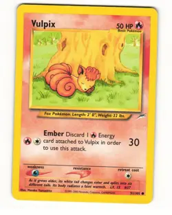 Vulpix 91/105 Common 2002 Neo Destiny Pokemon HP - Image 1