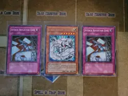 YUGIOH CYBER BARRIER DRAGON RARE + 2X ATTACK REFLECTOR UNIT DP04 COMMON 1ST NM - Image 1