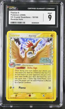 CGC 9 Fearow EX Crystal Guardians 18/100 Reverse Holo STAMPED Pokemon Card - Image 1
