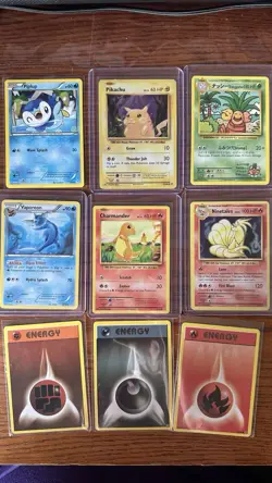 Pokemon Card Lot Pikachu Charmander Vaporeon Ninetales + Energy Vintage Style - Image 1