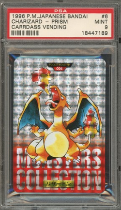 1996 Pokemon Bandai Charizard Carddass Red Vending Prism #006 PSA 9 Mint - Image 1