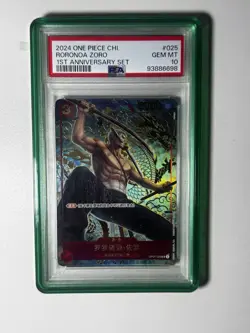 Roronoa Zoro One Piece 2024 Chinese 1st Anniversary Set OP01-025 SR PSA 10 - Image 1