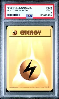 1999 POKEMON GAME #100 LIGHTNING ENERGY PSA 9 MINT BASE SET UNLIMITED - Image 1