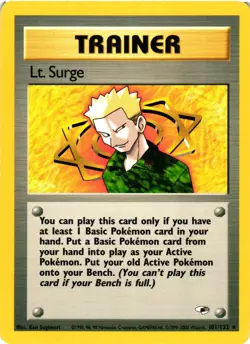 Pokemon TCG Lt. Surge Gym Heroes 101/132 Regular Unlimited Rare LP - Image 1