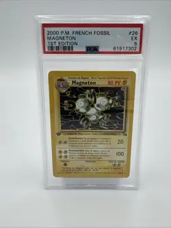 RARE!! 1ST EDITION Pokemon Magneton #26 French Fossil PSA 5 - Image 1