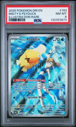 2025 POKEMON DRI EN-DESTINED RIVALS ILLUSTRATION RARE #193 MISTY'S PSYDUCK PSA 8 - Image 1