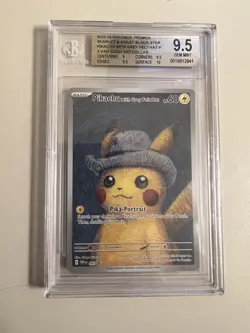 Pokemon Pikachu with Grey Felt Hat Van Gogh Art Collab SVP085 Beckett 9.5 Promo - Image 1
