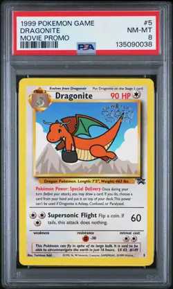 1999 Pokemon Game Movie #5 Dragonite Movie Promo PSA 8 - Image 1