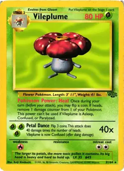 Pokemon TCG Jungle Set Unlimited Vileplume 31/64 Non-Holo Rare MP/HP - Image 1