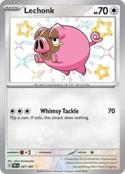 Pokemon Lechonk PAF Basic Holo & Regular Card 207/091 English 2024 - Image 1