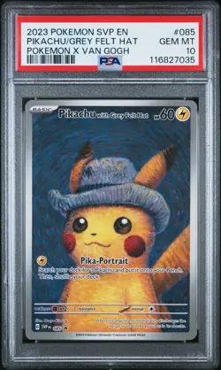 PSA 10 PIKACHU with Grey Felt Hat 085 | Van Gogh Promo Full Art Pokemon Card - Image 1