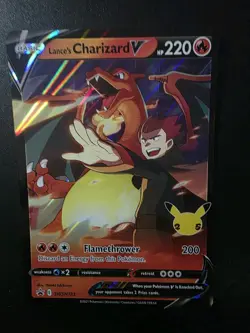Pokemon TCG Lance's Charizard V SWSH133 Celebrations Black Star Promo Jumbo Card - Image 1