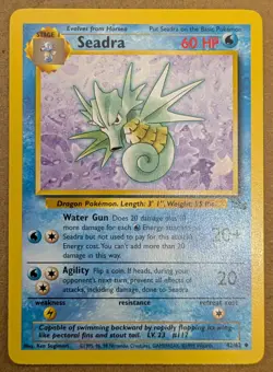 Seadra Fossil Set 42/62 Vintage Uncommon Pokemon TCG Card. Near-Mint Condition - Image 1
